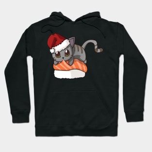 Grey Cat Salmon Sushi Christmas Hoodie